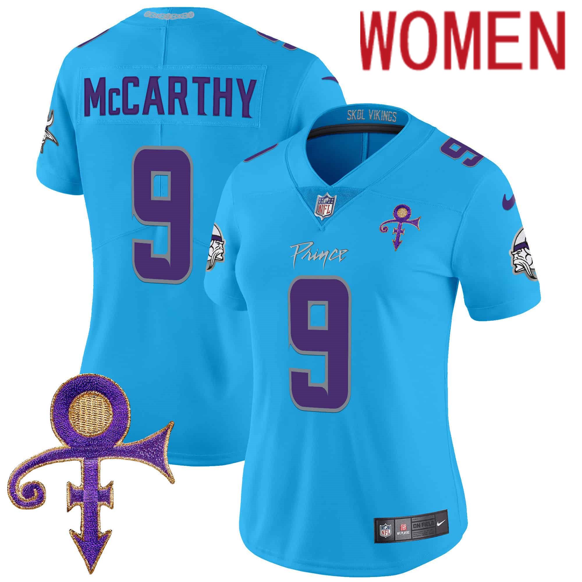 Women Minnesota Vikings #9 Mccarthy Light Blue 2024 Nike Prince Vapor Limited NFL Jersey